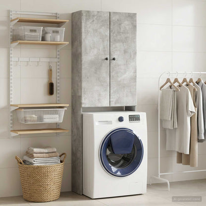 vidaXL Toilet Cabinet BREDA Concrete Grey 66 x 25.5 x 190 cm