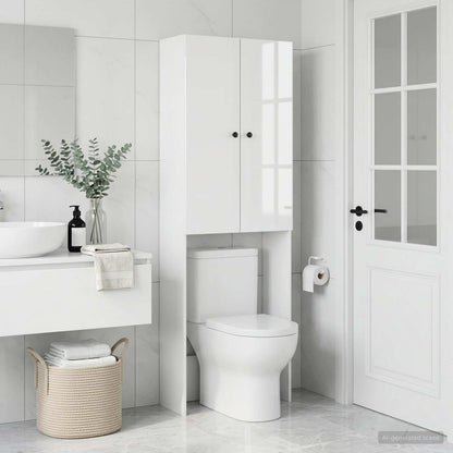 vidaXL Toilet Cabinet BREDA High Gloss White 66 x 25.5 x 190 cm