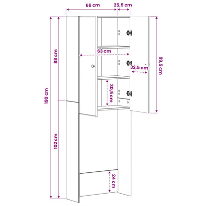 vidaXL Toilet Cabinet BREDA Smoked Oak 66 x 25.5 x 190 cm