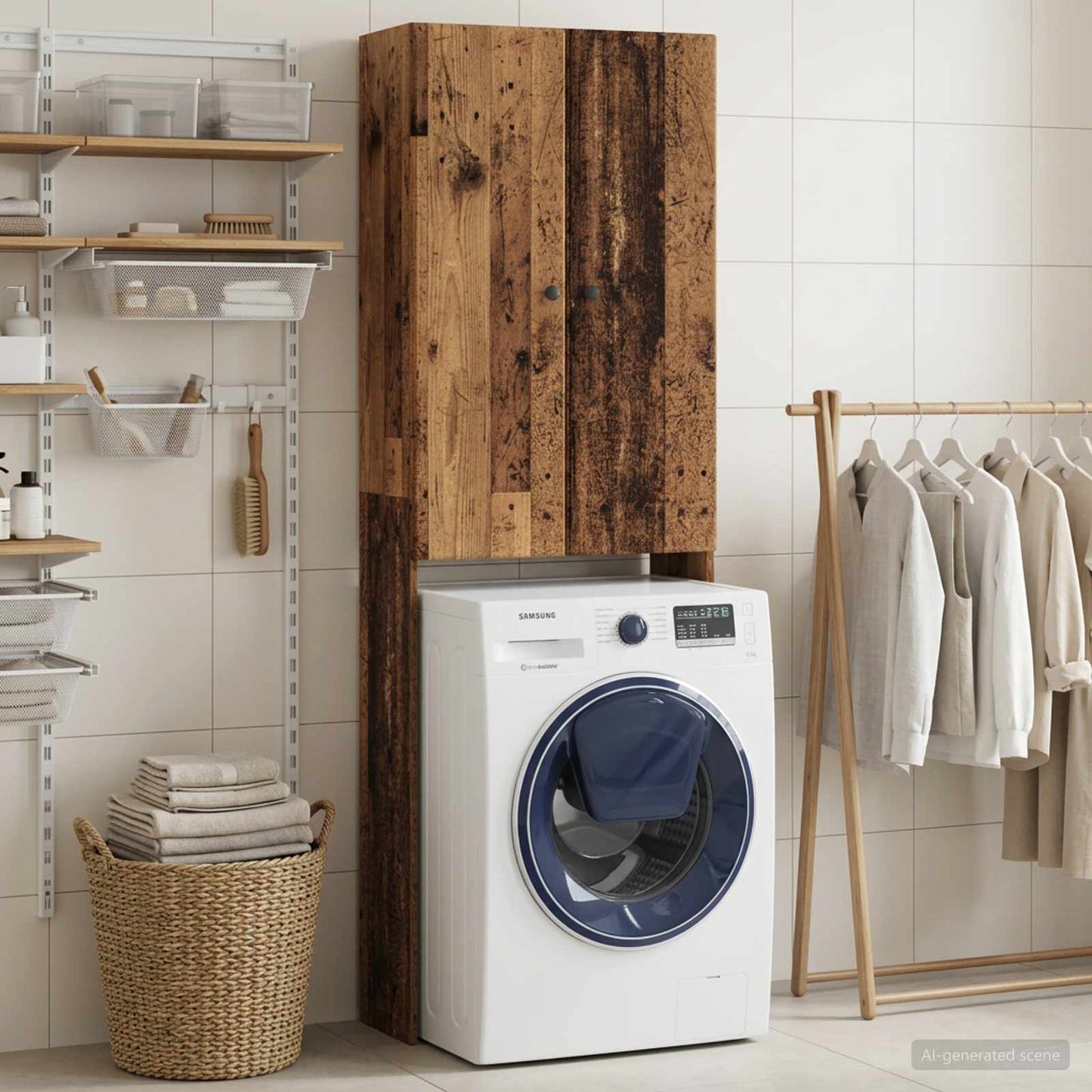 vidaXL Toilet Cabinet BREDA Old Wood 66 x 25.5 x 190 cm