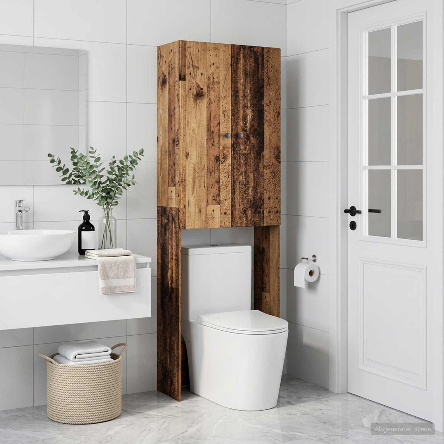 vidaXL Toilet Cabinet BREDA Old Wood 66 x 25.5 x 190 cm