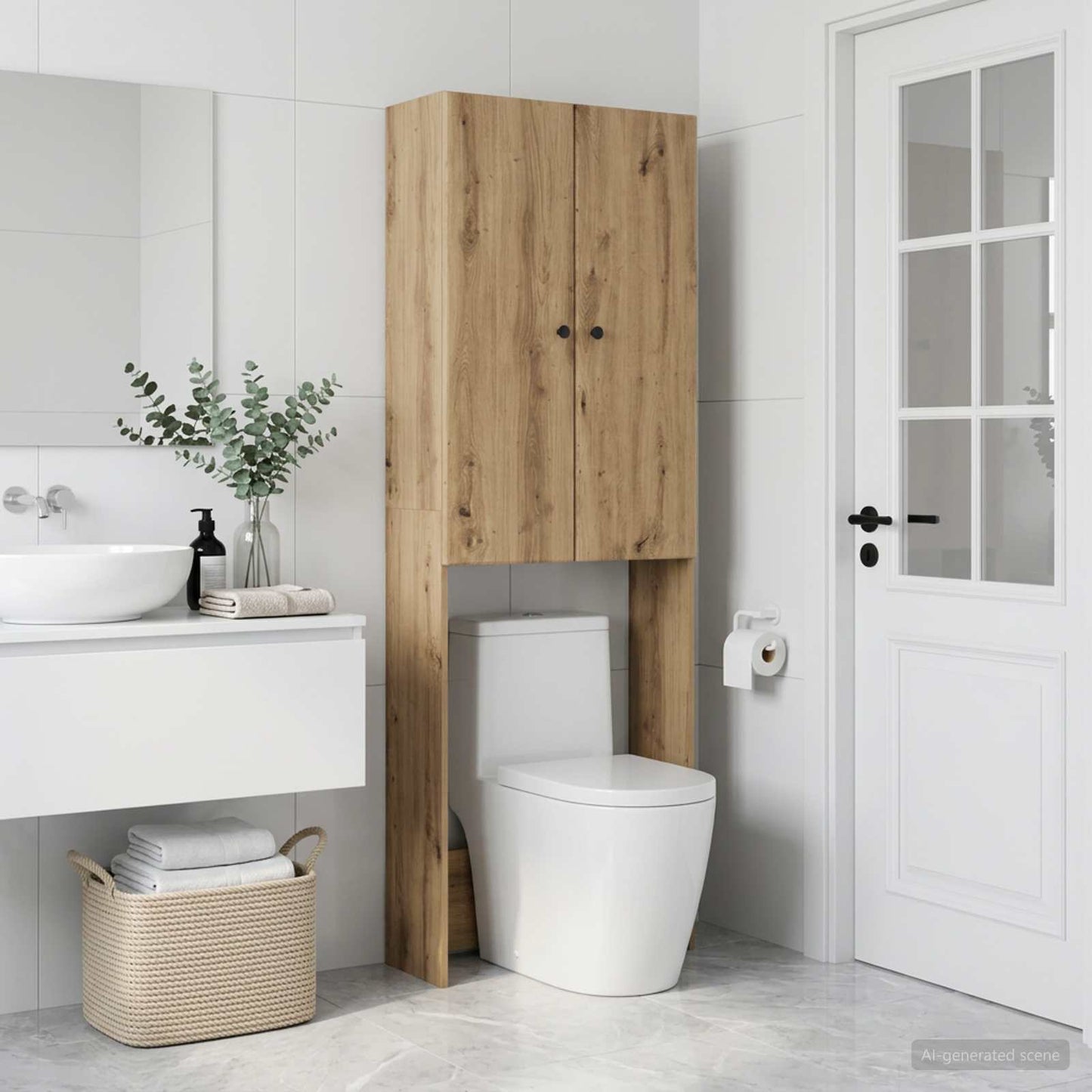 vidaXL Toilet Cabinet BREDA Artisan Oak 66 x 25.5 x 190 cm