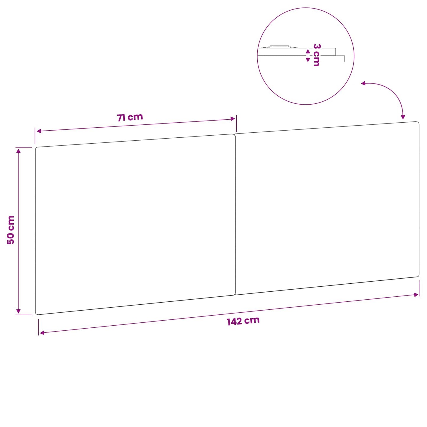 vidaXL Wall-Mounted Headboard BREDA White Engineered Wood