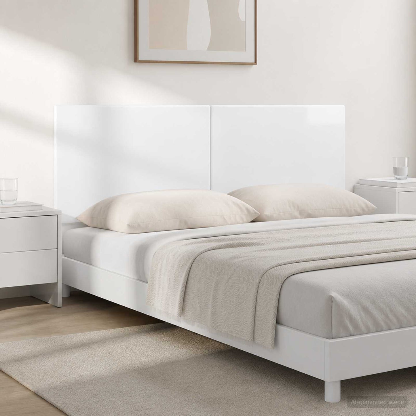vidaXL Wall-Mounted Headboard BREDA High Gloss White Engineered Wood