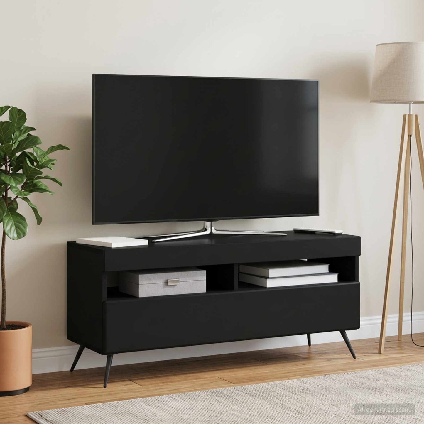 vidaXL LED TV Cabinet Black Engineered Wood