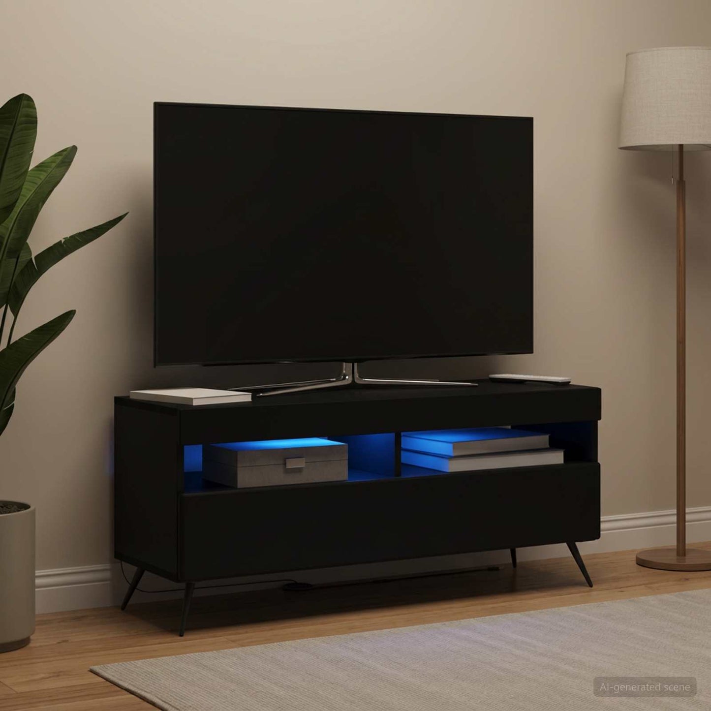 vidaXL LED TV Cabinet Black Engineered Wood