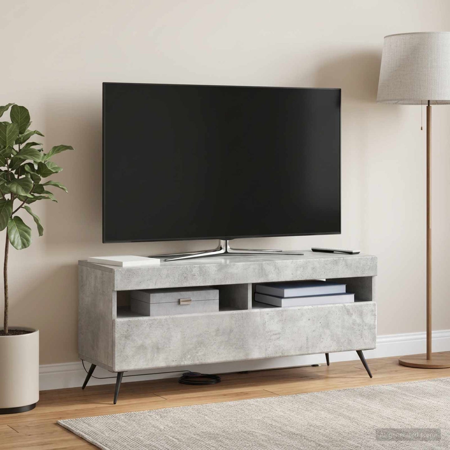 vidaXL LED TV Cabinet Concrete Grey Engineered Wood