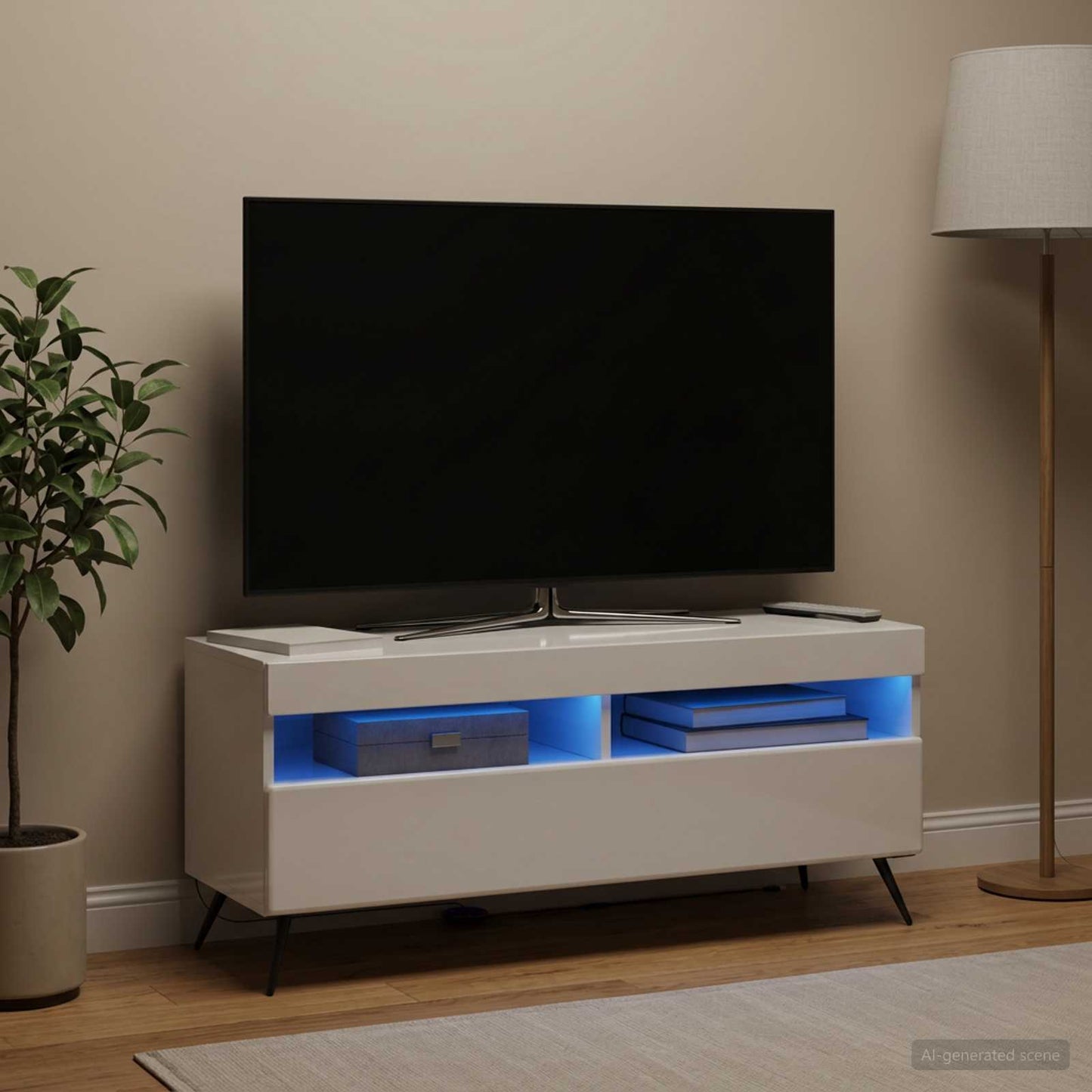 vidaXL LED TV Cabinet High Gloss White Engineered Wood