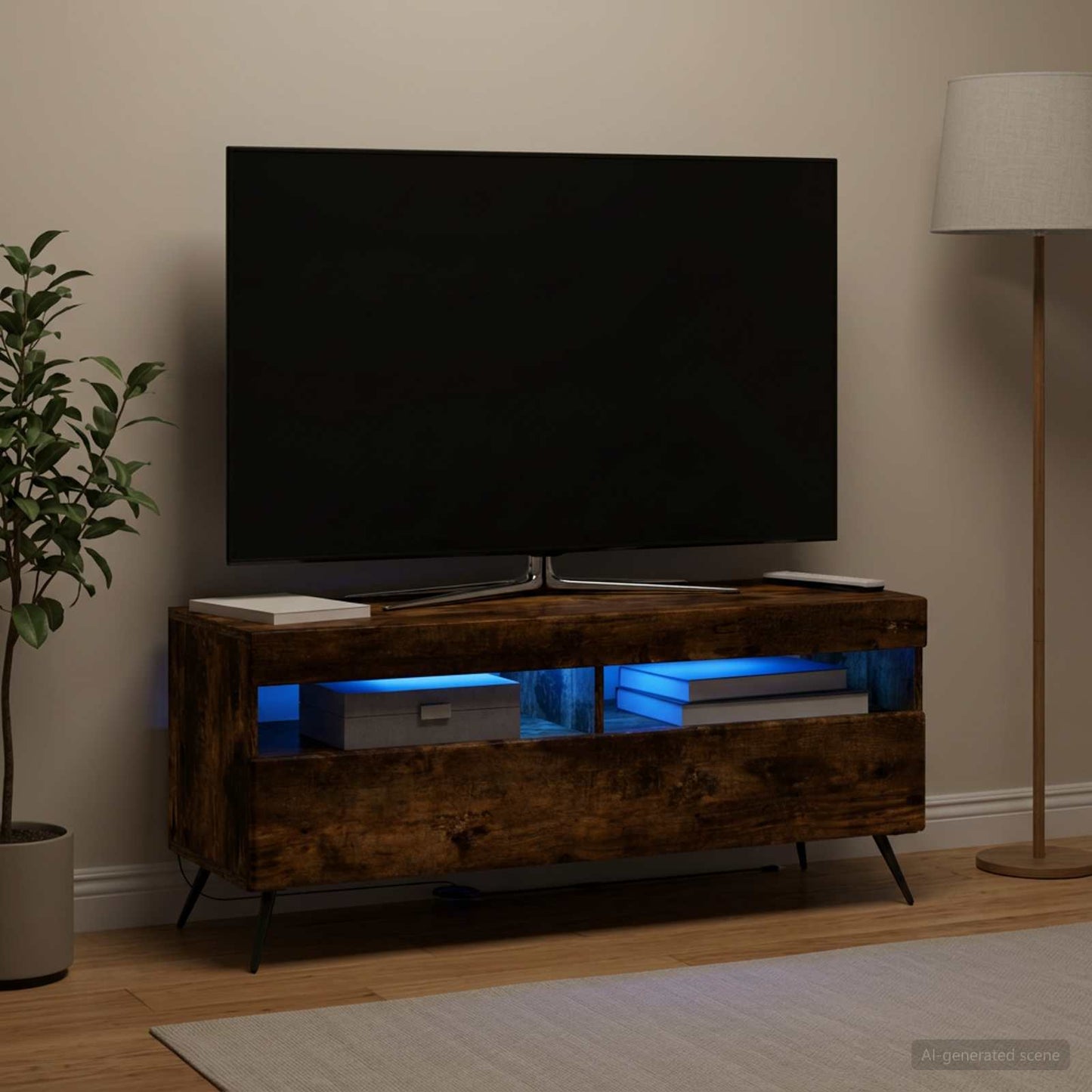 vidaXL LED TV Cabinet Smoked Oak Engineered Wood