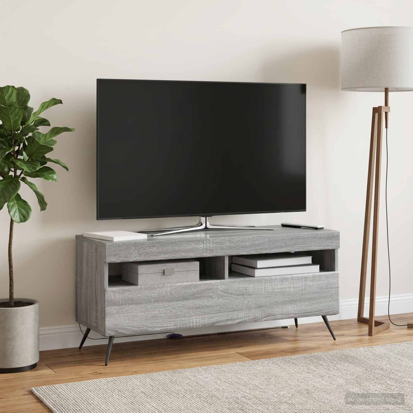 vidaXL LED TV Cabinet Grey Sonoma Engineered Wood