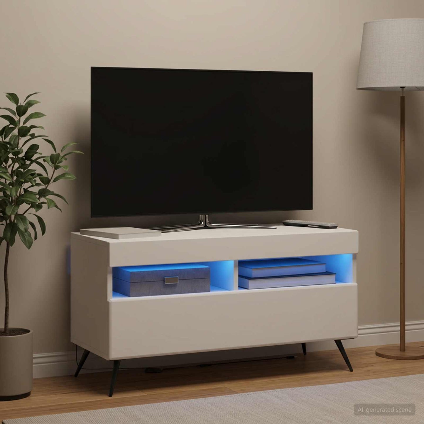 vidaXL LED TV Cabinet White Engineered Wood