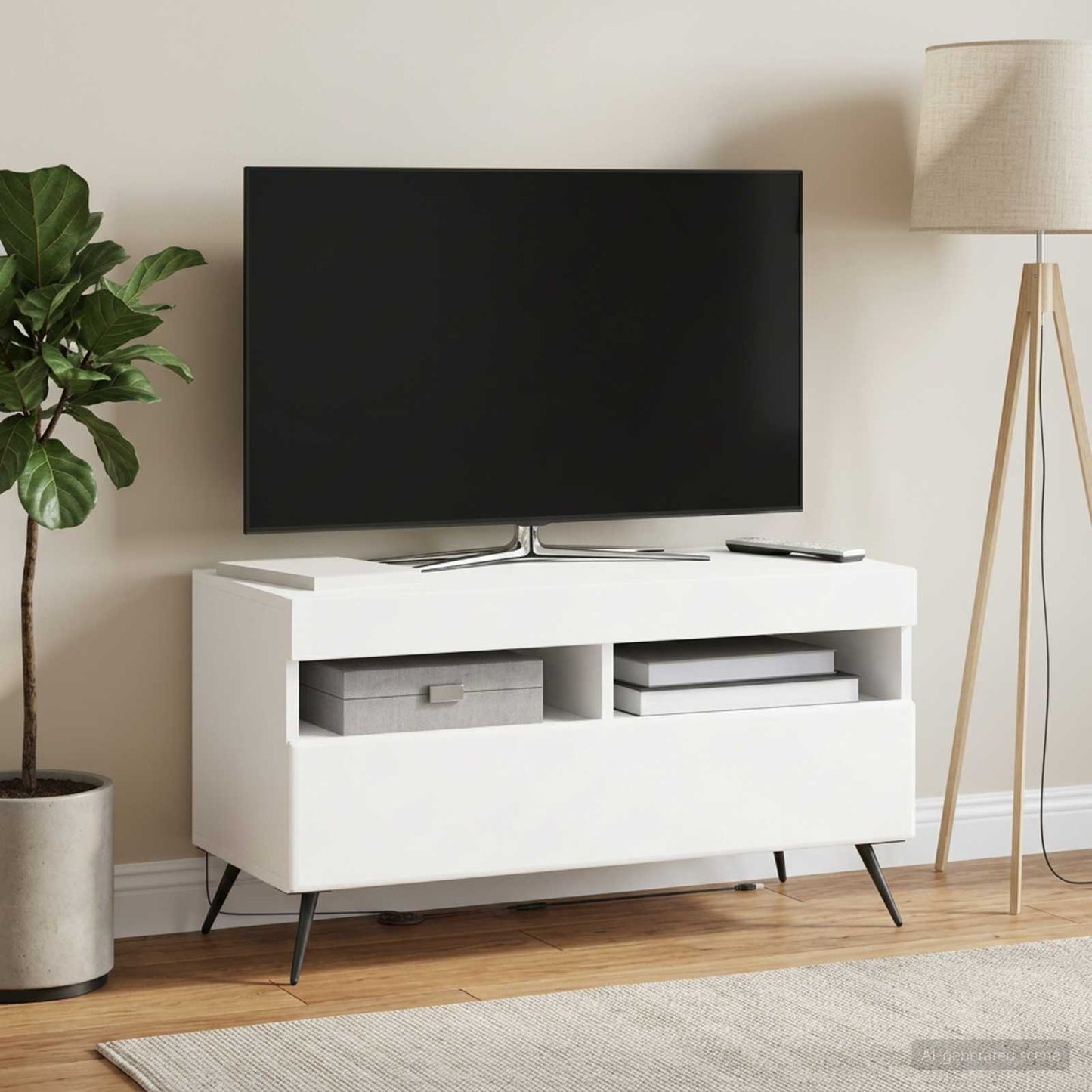 vidaXL LED TV Cabinet White Engineered Wood