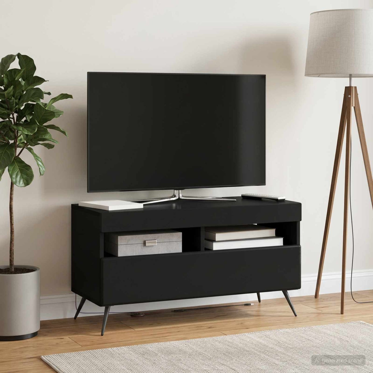 vidaXL LED TV Cabinet Black Engineered Wood