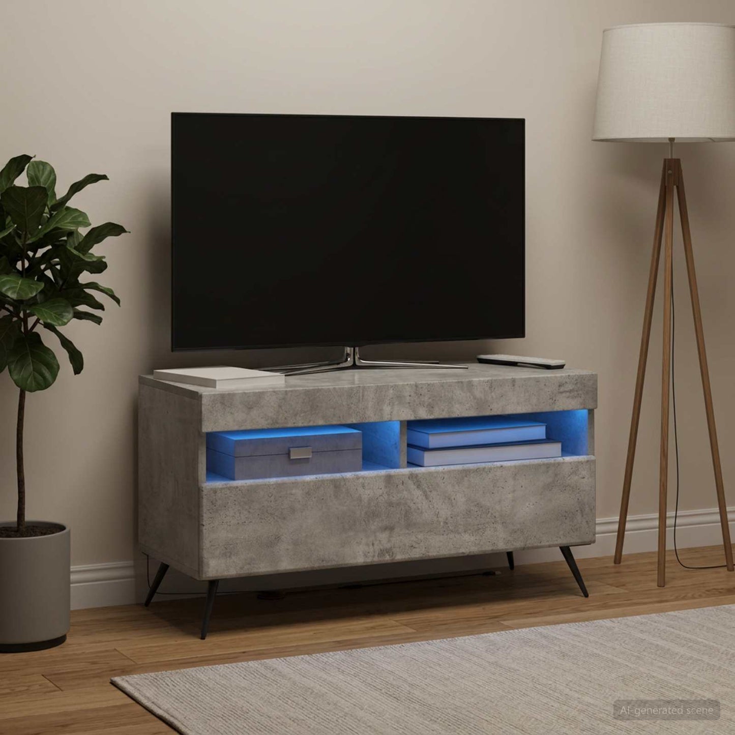 vidaXL LED TV Cabinet Concrete Grey Engineered Wood
