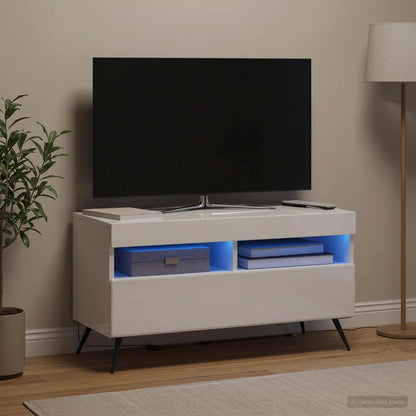 vidaXL LED TV Cabinet BREDA High Gloss White Engineered Wood