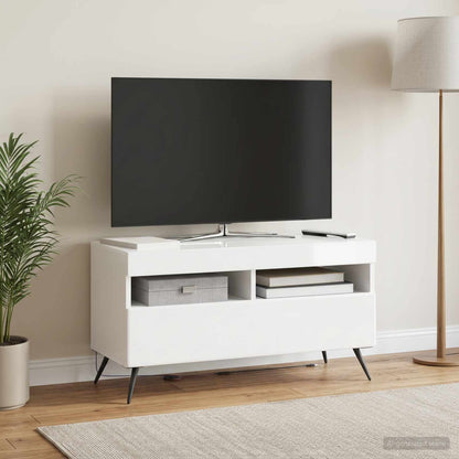 vidaXL LED TV Cabinet BREDA High Gloss White Engineered Wood
