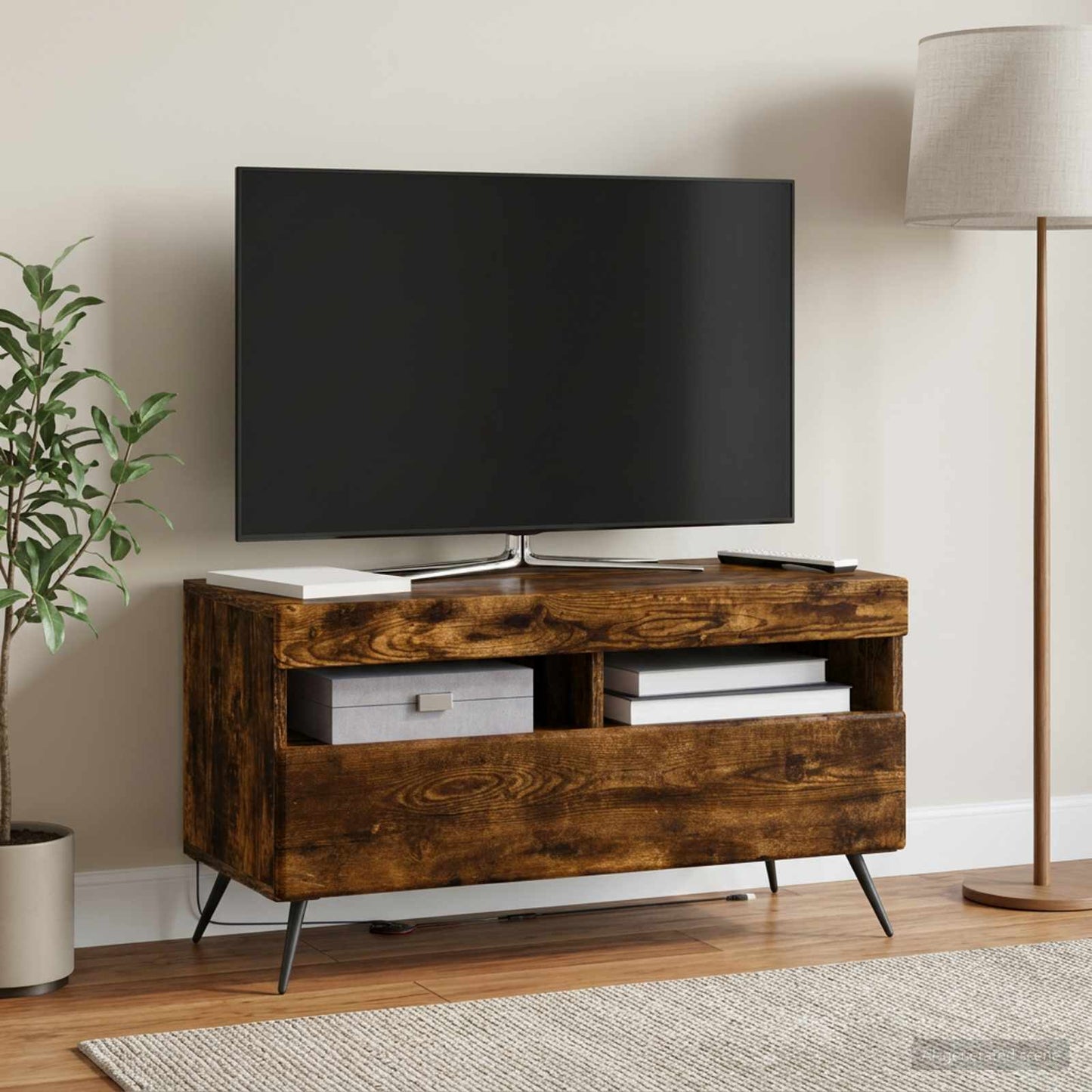 vidaXL LED TV Cabinet Smoked Oak Engineered Wood