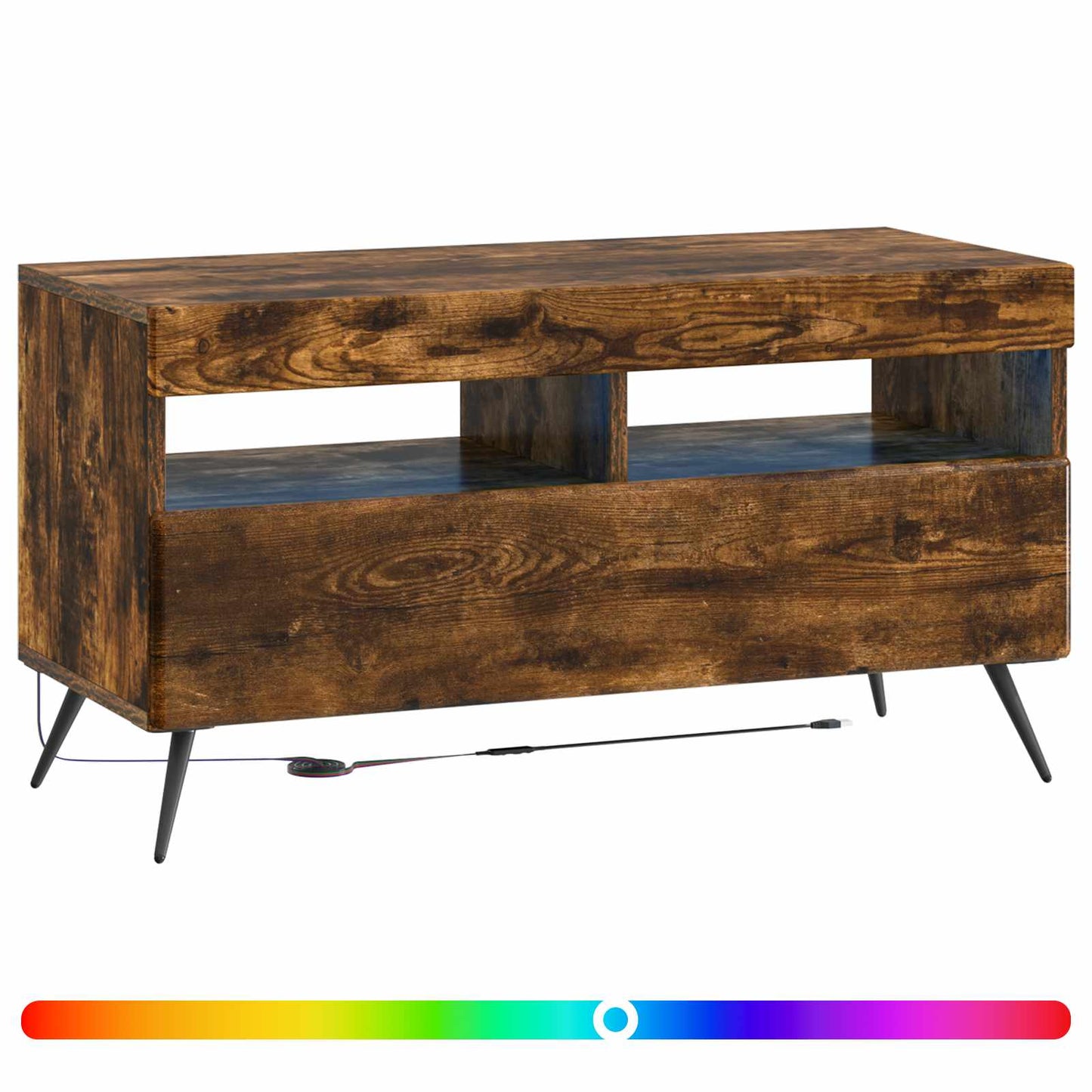 vidaXL LED TV Cabinet Smoked Oak Engineered Wood