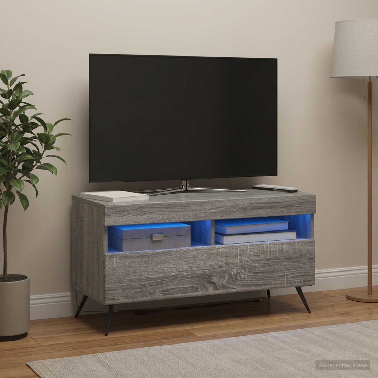 vidaXL LED TV Cabinet Grey Sonoma Engineered Wood
