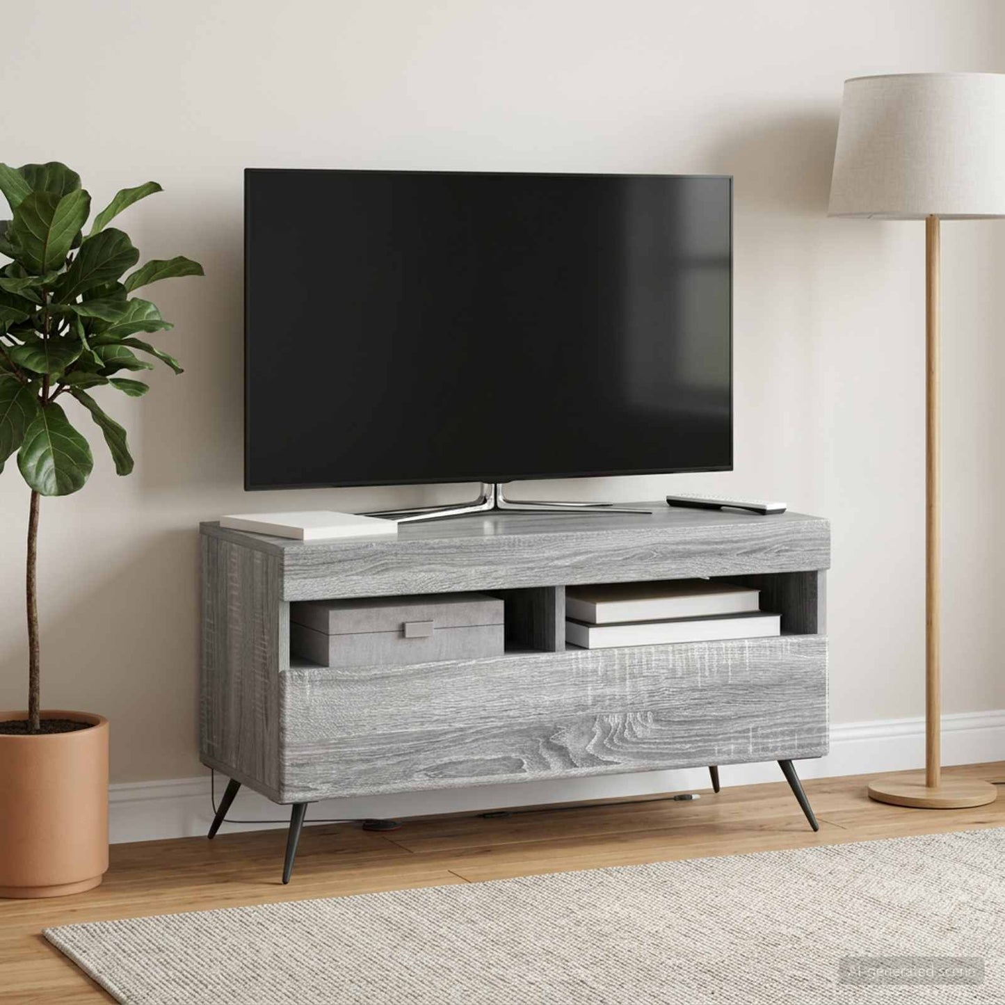 vidaXL LED TV Cabinet Grey Sonoma Engineered Wood