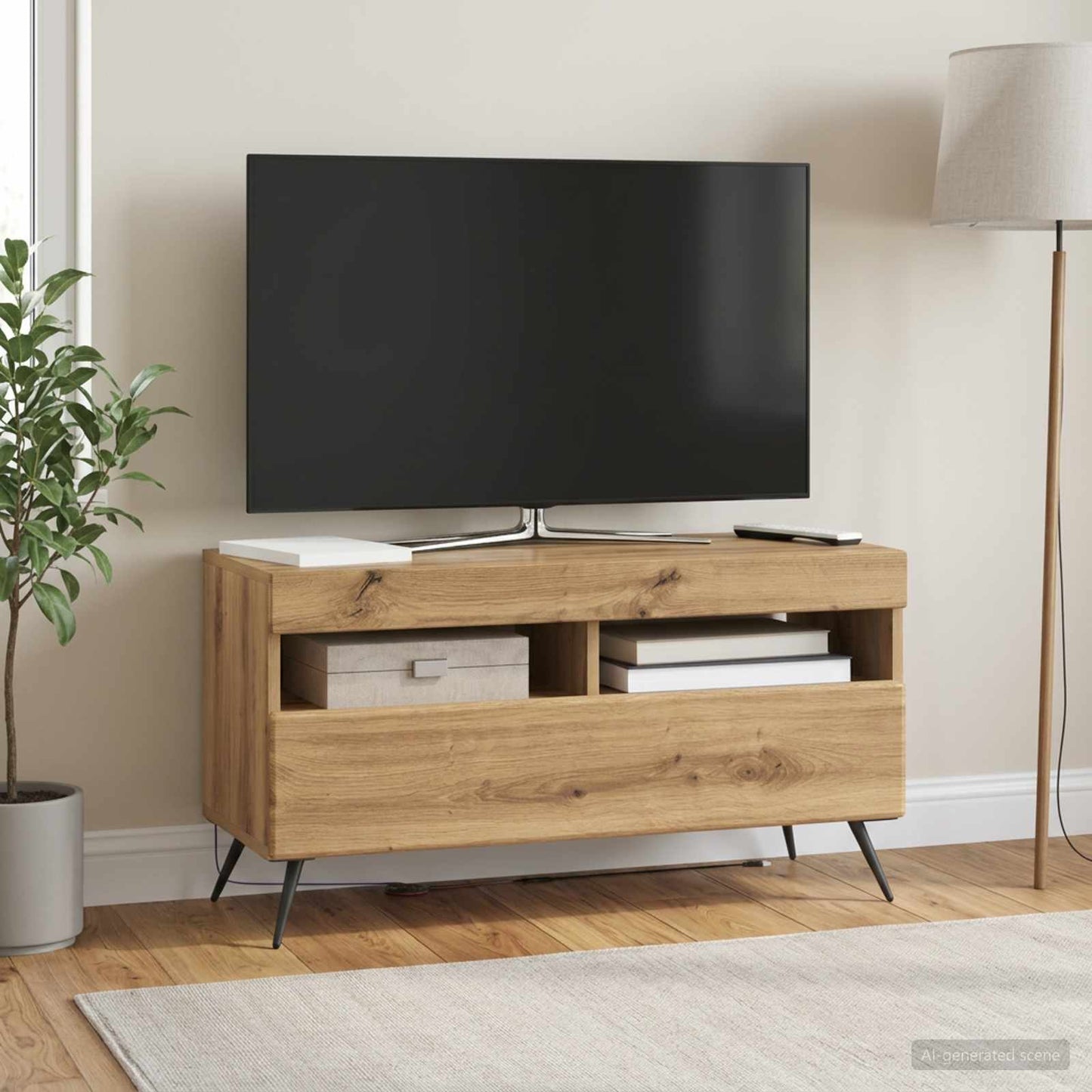 vidaXL LED TV Cabinet Artisan Oak Engineered Wood