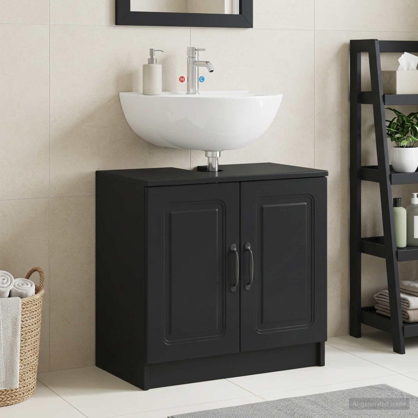 vidaXL Bathroom Sink Cabinet UTRECHT Black 59.5 x 31.5x 59 cm