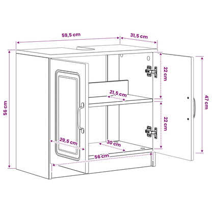 vidaXL Bathroom Sink Cabinet UTRECHT Sonoma Oak 59.5 x 31.5x 59 cm