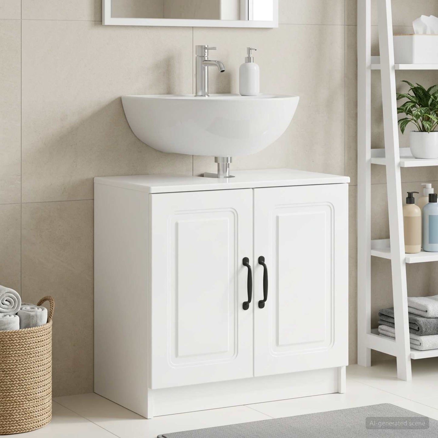 vidaXL Bathroom Sink Cabinet UTRECHT High Gloss White