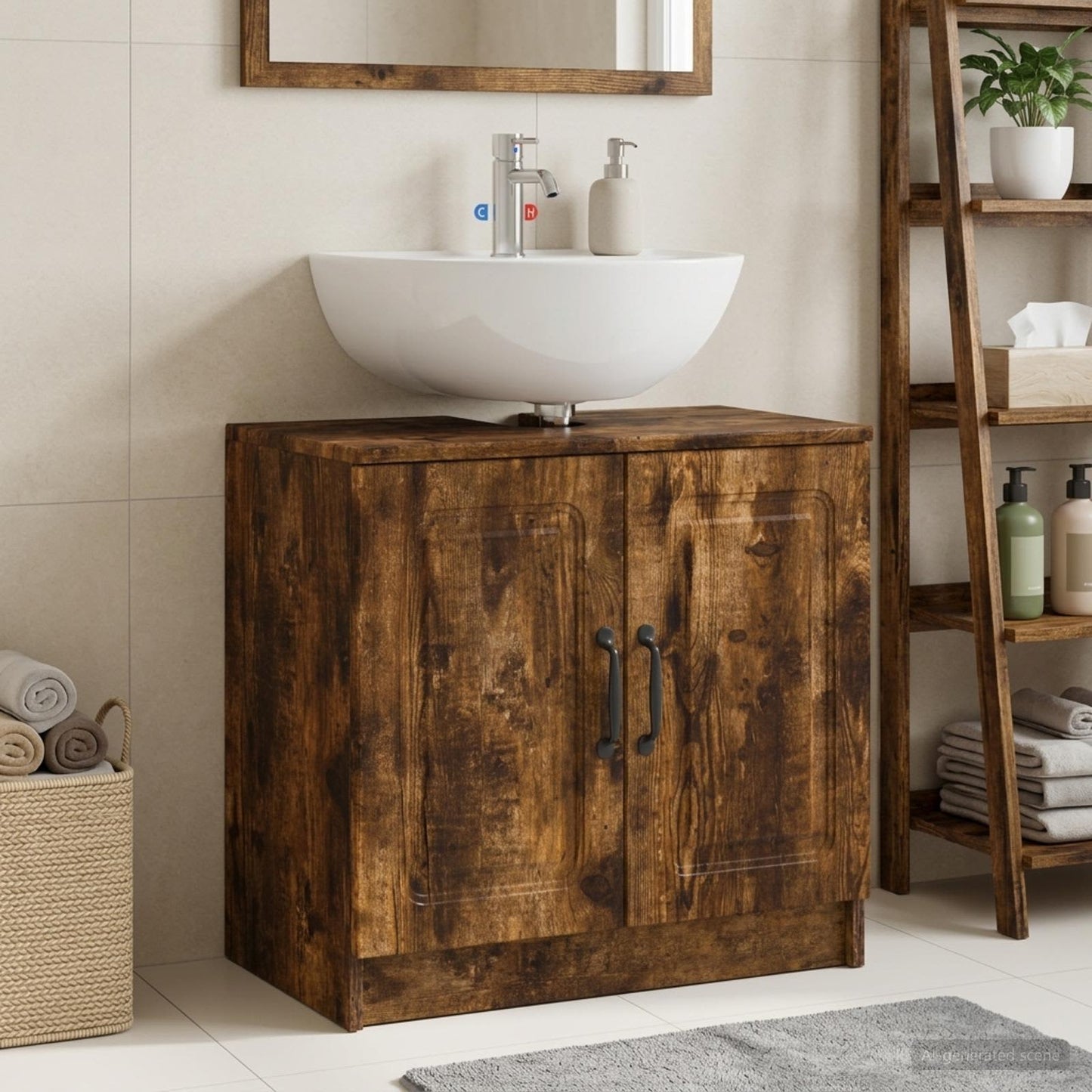 vidaXL Bathroom Sink Cabinet UTRECHT Smoked Oak 59.5 x 31.5x 59 cm