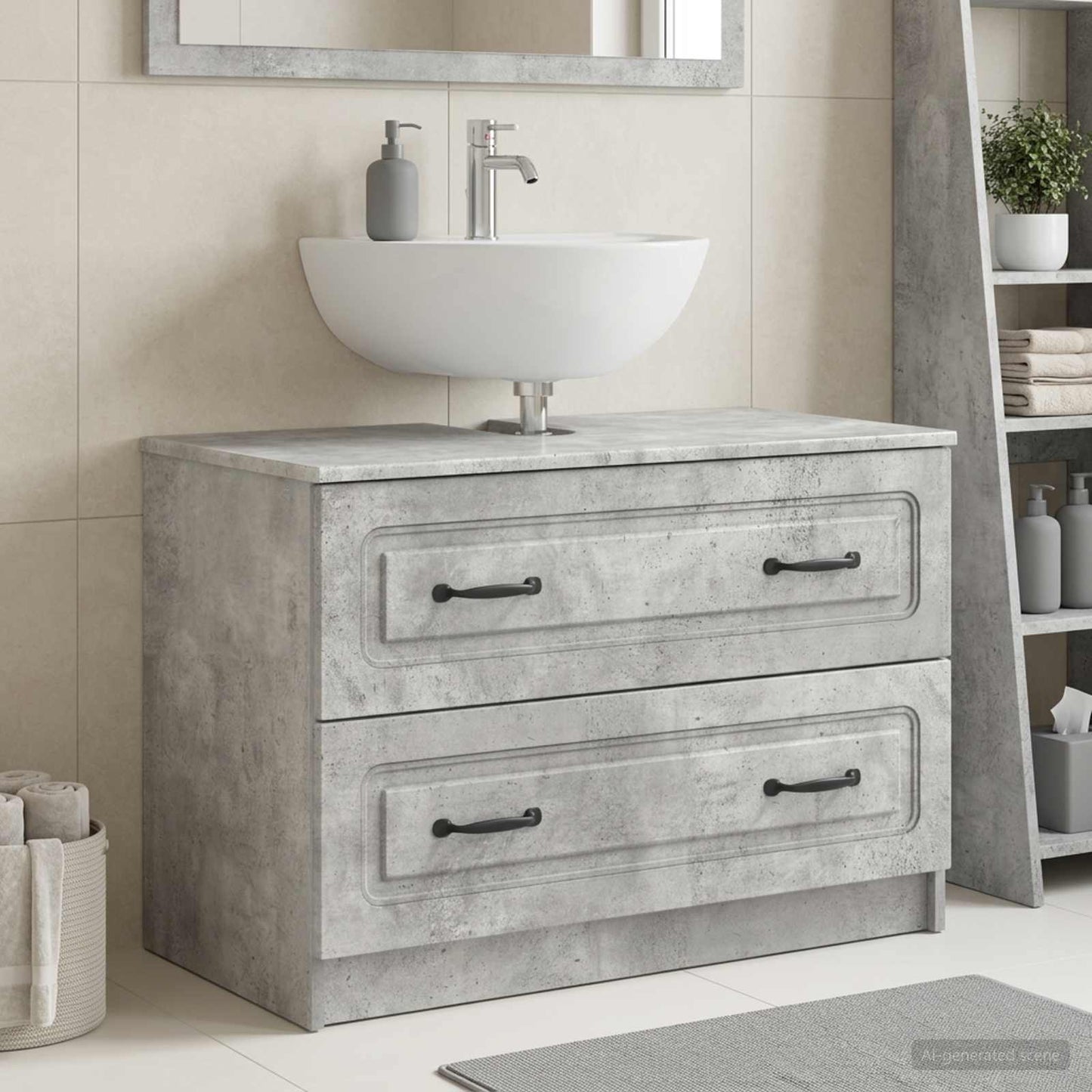 vidaXL Bathroom Sink Cabinet UTRECHT Concrete Grey 82 x 41x 56 cm