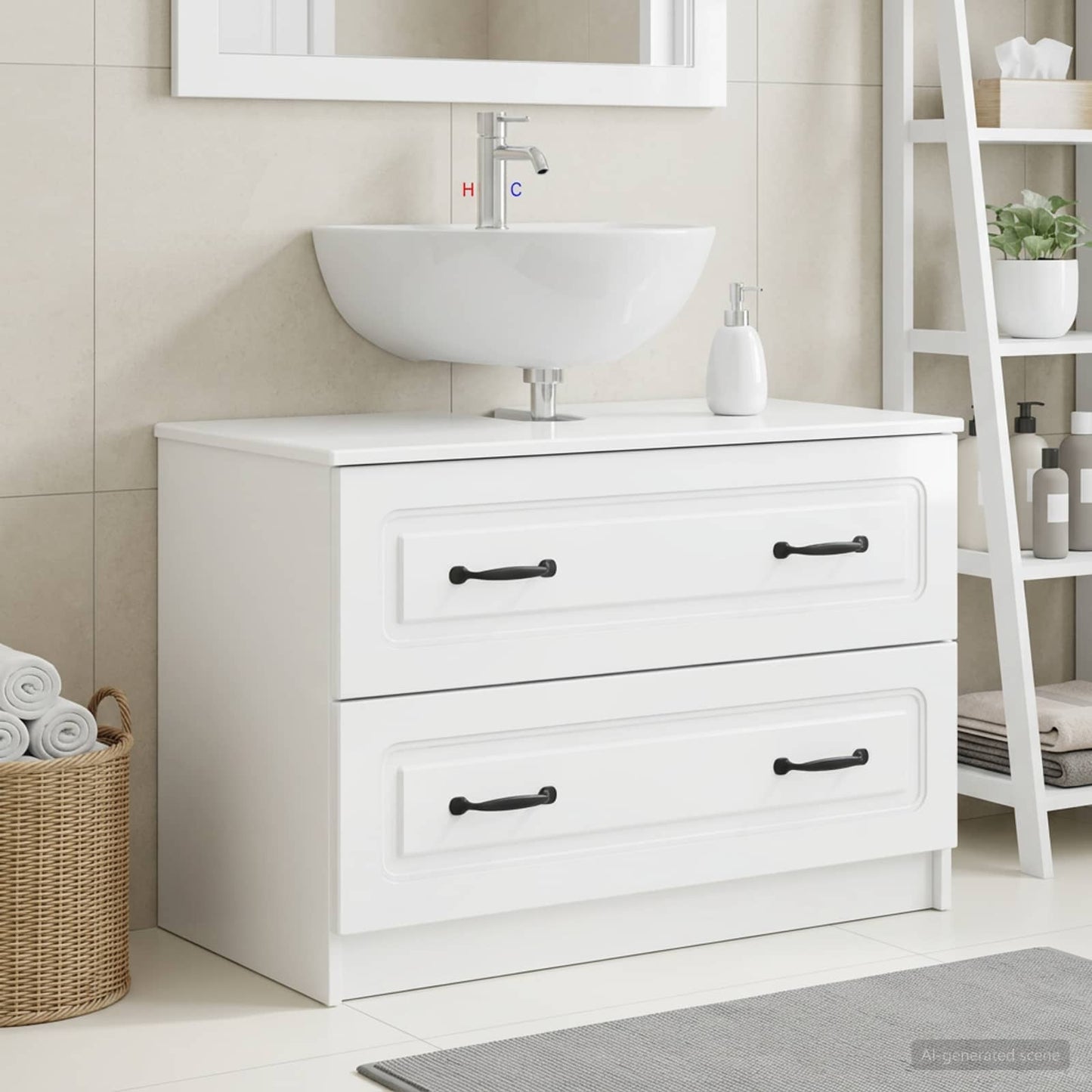 vidaXL Bathroom Sink Cabinet UTRECHT High Gloss White 82 x 41x 56 cm