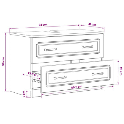 vidaXL Bathroom Sink Cabinet UTRECHT High Gloss White 82 x 41x 56 cm