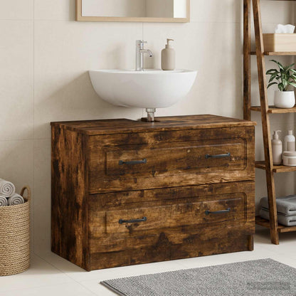 vidaXL Bathroom Sink Cabinet UTRECHT Smoked Oak 82 x 41x 56 cm