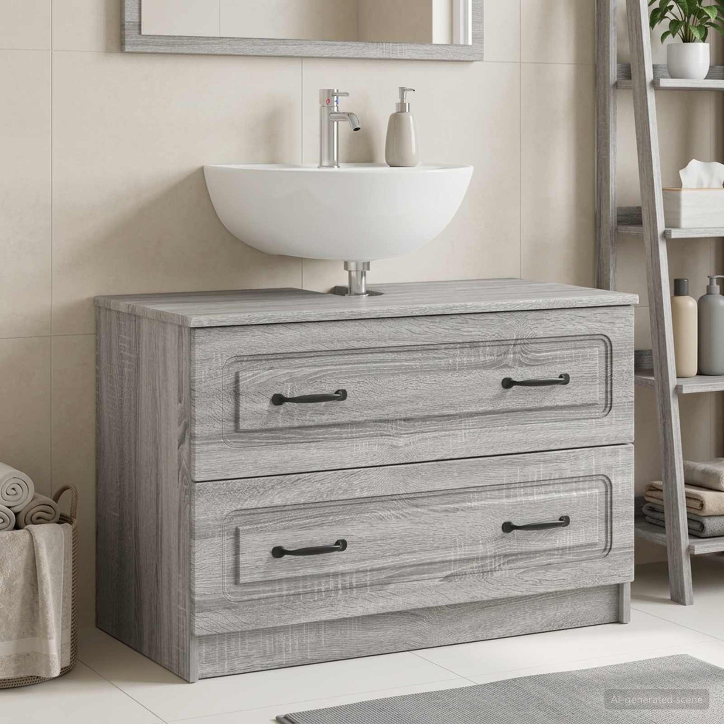 vidaXL Bathroom Sink Cabinet UTRECHT Grey Sonoma 82 x 41x 56 cm