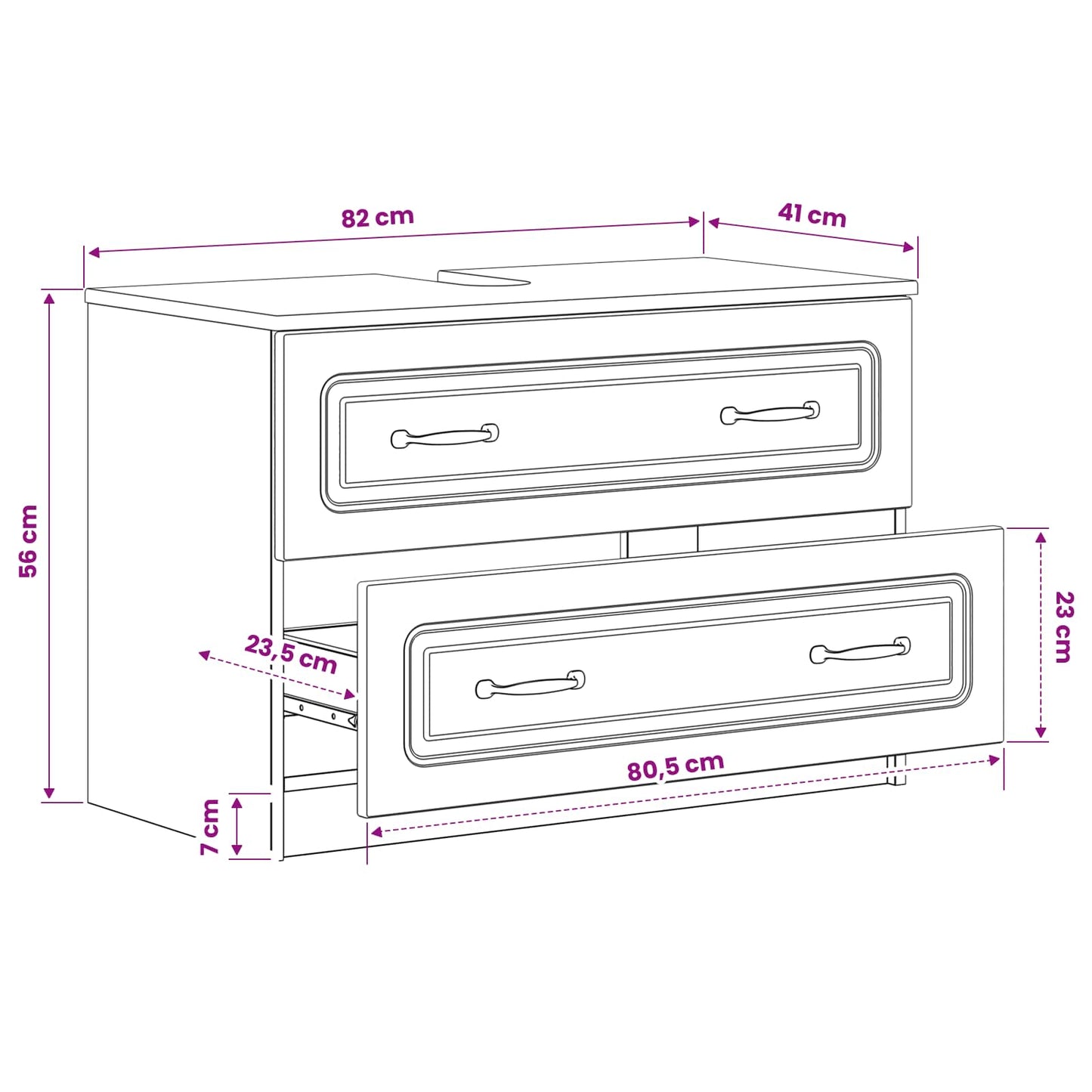 vidaXL Bathroom Sink Cabinet UTRECHT Grey Sonoma 82 x 41x 56 cm