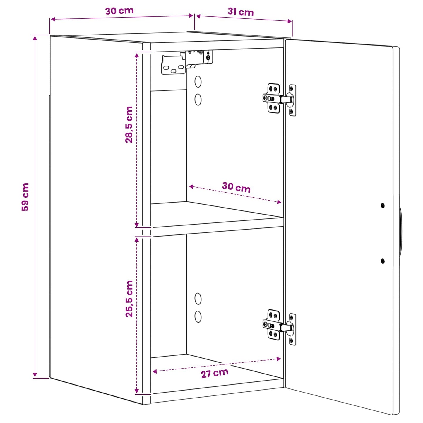 vidaXL Bathroom Wall Cabinet UTRECHT Grey Sonoma 30 x 31 x 59 cm