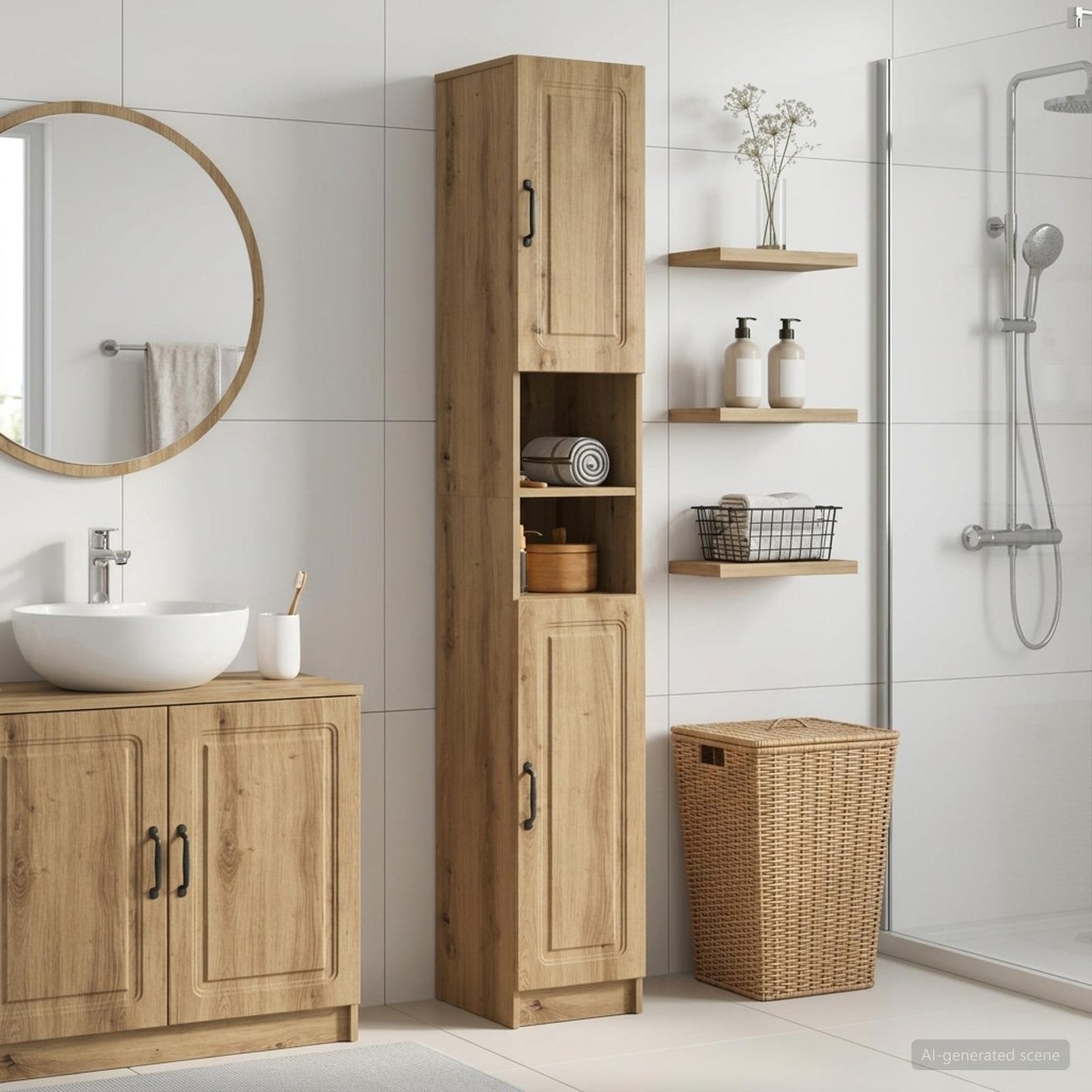 vidaXL Bathroom Cabinet with Open Shelf UTRECHT Artisan Oak