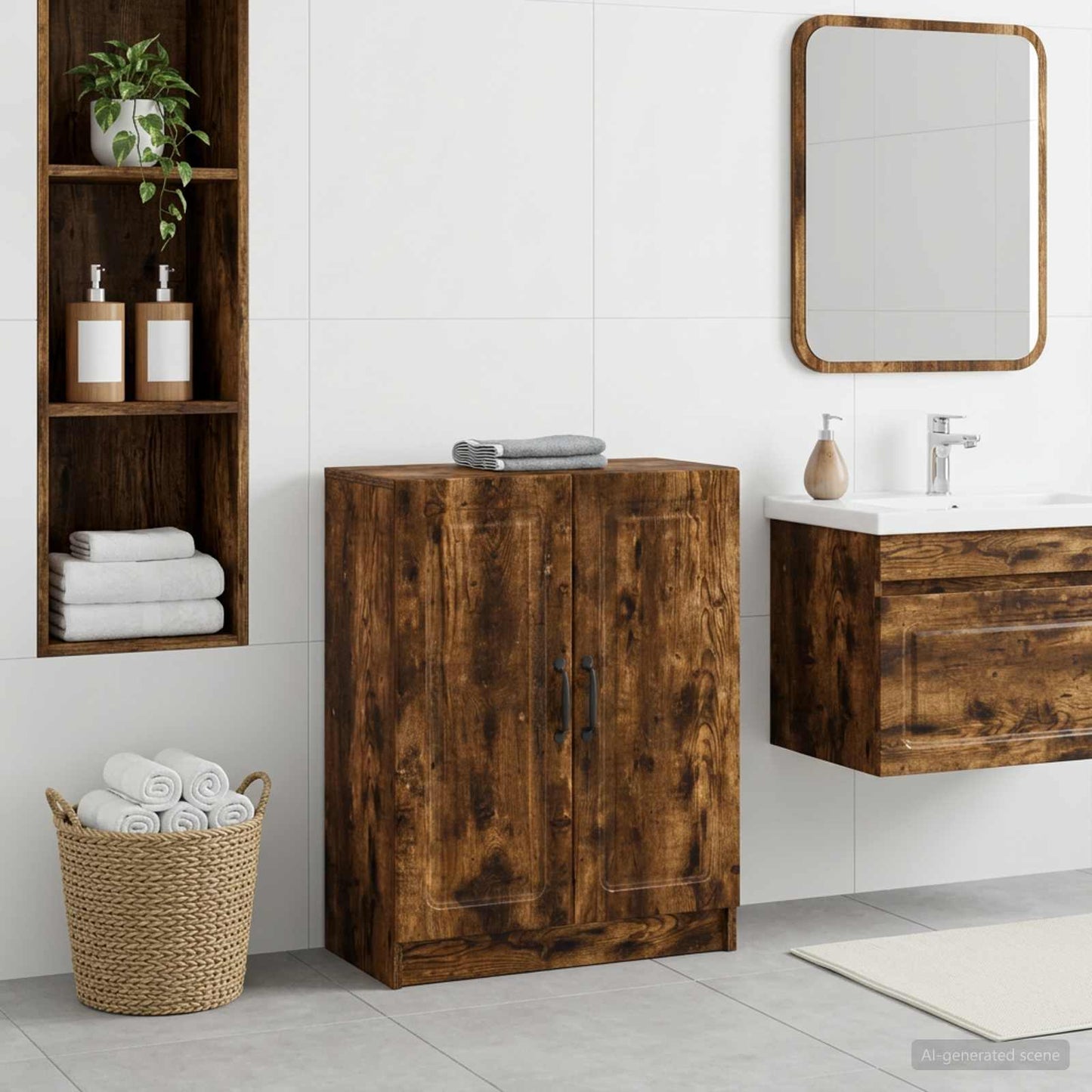 vidaXL Bathroom Storage Cainet UTRECHT Smoked Oak 59.5 x 31 x 77 cm