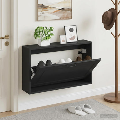vidaXL Wall-Mounted Shoe Cabinet UTRECHT 71 x 17 x 43 cm Black