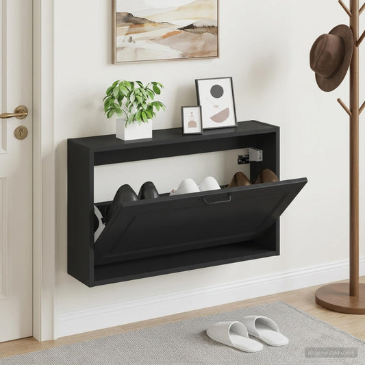 vidaXL Wall-Mounted Shoe Cabinet UTRECHT 71 x 17 x 43 cm Black