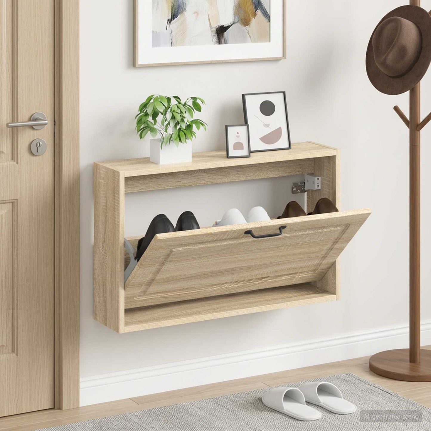 vidaXL Wall-Mounted Shoe Cabinet UTRECHT 71 x 17 x 43 cm Sonoma Oak