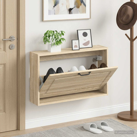 vidaXL Wall-Mounted Shoe Cabinet UTRECHT 71 x 17 x 43 cm Sonoma Oak