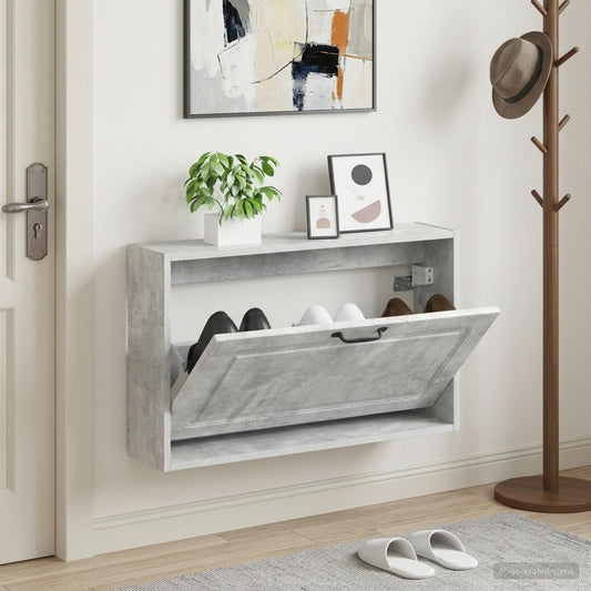 vidaXL Wall-Mounted Shoe Cabinet UTRECHT 71 x 17 x 43 cm Concrete Grey