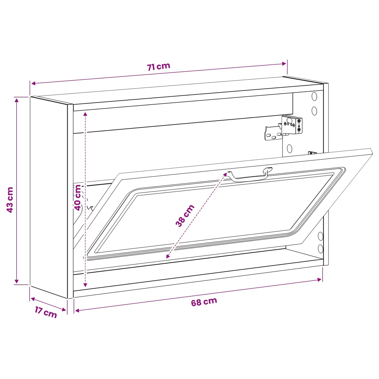 vidaXL Wall-Mounted Shoe Cabinet UTRECHT 71 x 17 x 43 cm Concrete Grey
