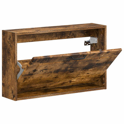 vidaXL Wall-Mounted Shoe Cabinet UTRECHT 71 x 17 x 43 cm Smoked Oak