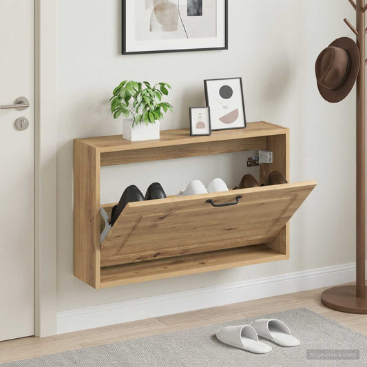 vidaXL Wall-Mounted Shoe Cabinet UTRECHT 71 x 17 x 43 cm Artisan Oak