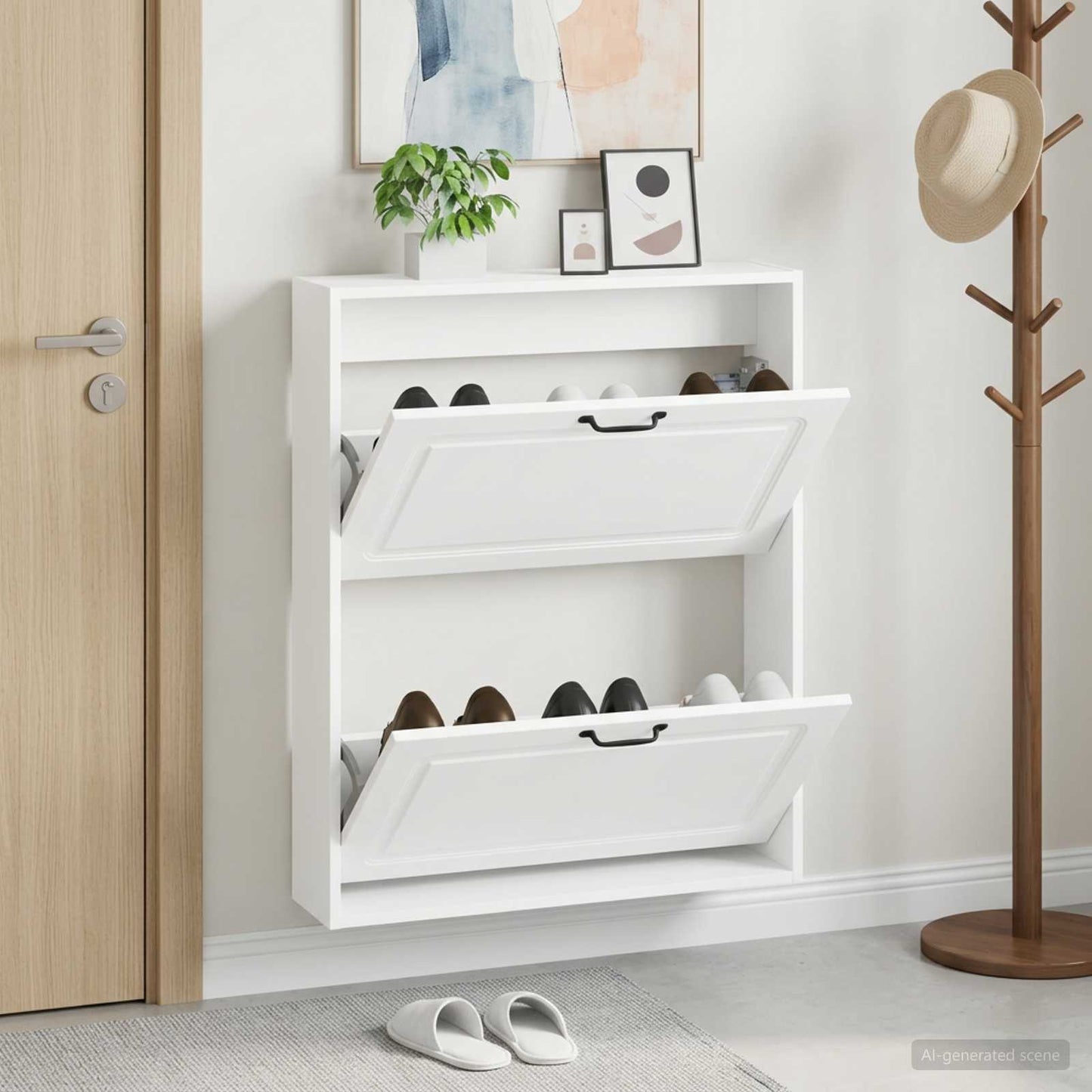 vidaXL Wall-Mounted Shoe Cabinet UTRECHT 71 x 17 x 86 cm White