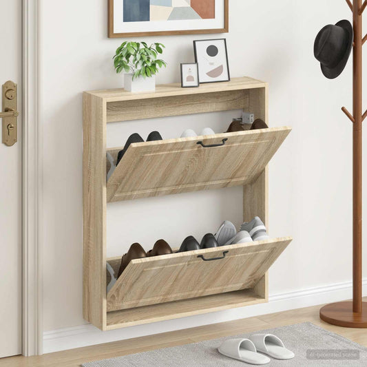 vidaXL Wall-Mounted Shoe Cabinet UTRECHT 71 x 17 x 86 cm Sonoma Oak