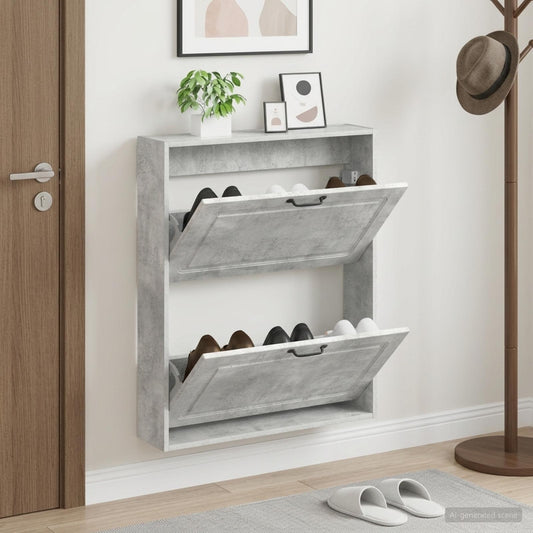 vidaXL Wall-Mounted Shoe Cabinet UTRECHT 71 x 17 x 86 cm Concrete Grey