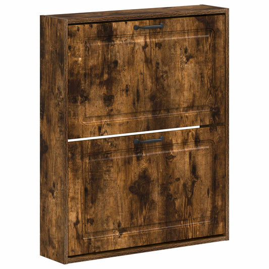 vidaXL Wall-Mounted Shoe Cabinet UTRECHT 71 x 17 x 86 cm Smoked Oak